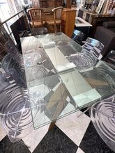 Cargar imagen en el visor de la galería, 1003 - High quality EXTENBILE (two leaves) glass table + 8 chairs. (160cm x 90cm or 240cm x 90cm)
