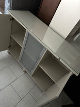 Load image into Gallery viewer, 1163 - Sideboard / cupboard with glass top (130cm x 43cm, 97cm high)
