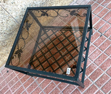 Load image into Gallery viewer, 1182 - Glass / iron coffee table. (55cm x 55cm, 40cm high)
