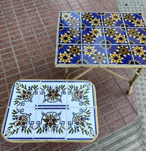 Load image into Gallery viewer, 1118 - Two small tiled tables (Left: 47cm x 33xnm 46cm high  35€ Right: 63cm x 48cm, 51cm high  45€)
