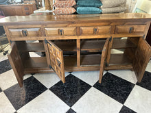 Load image into Gallery viewer, 1019 - Large solid wooden Castilian sideboard in very good condition! (200cm x 40cm, 82cm high)
