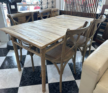 Load image into Gallery viewer, 1021 - Bamboo table (150cm x 80cm)  + 4 chairs (not very good photos, looks a lot nicer in the shop!)
