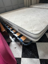 Load image into Gallery viewer, 1112 - Superking bed (180cm x 200cm)! Mattress (nice and clean!) + bases + fabric headboard = 450€. (Just headboard = 165€, just bed = 325€)
