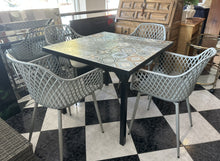 Load image into Gallery viewer, 1003 - Tiled table (92cm x 92cm) + 4 chairs. All in good condition!
