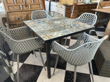 Load image into Gallery viewer, 1003 - Tiled table (92cm x 92cm) + 4 chairs. All in good condition!
