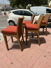 Load image into Gallery viewer, 1087 - Four large high quality rattan bar chairs with cushion, in excellent condition! 2 = 145€, all 4 = 250€
