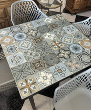 Load image into Gallery viewer, 1003 - Tiled table (92cm x 92cm) + 4 chairs. All in good condition!

