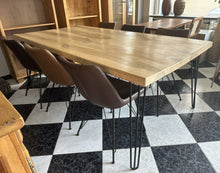 Load image into Gallery viewer, 1002 - High quality HEAVY wooden dining table (215cm x 107cm) + 6 chairs! All in very good condition!
