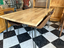 Load image into Gallery viewer, 1002 - High quality HEAVY wooden dining table (215cm x 107cm) + 6 chairs! All in very good condition!
