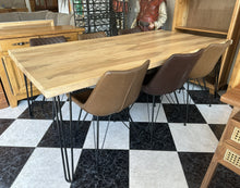 Load image into Gallery viewer, 1002 - High quality HEAVY wooden dining table (215cm x 107cm) + 6 chairs! All in very good condition!
