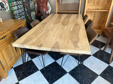 Load image into Gallery viewer, 1002 - High quality HEAVY wooden dining table (215cm x 107cm) + 6 chairs! All in very good condition!
