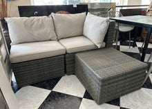 Load image into Gallery viewer, 1008 - Small rattan sofa suite. The sofa comes in two parts, so could be used as two chairs + table) (3 modules, each module about 70x70cm)
