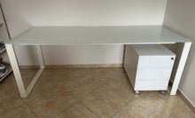 Load image into Gallery viewer, 1045 - Large glass desk (heavy!) + drawers.  (80cm x 200cm)
