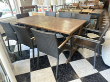 Cargar imagen en el visor de la galería, 1001 - Large teak table (Extendible!!) + 8 chairs! In good condition!! (180cm x 100cm, extended: 240cm x 100cm)
