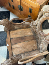 Load image into Gallery viewer, 1011 - Vintage Indian carved wood throne chair.
