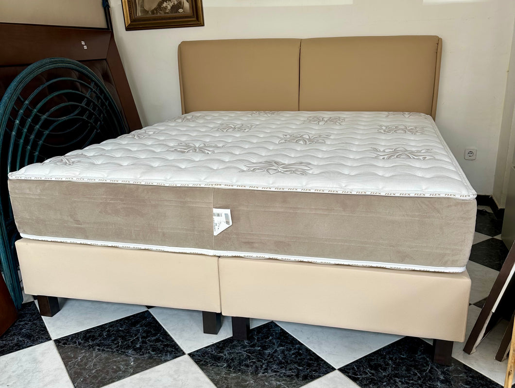 1009 - High quality faux leather bed bases and headboard with super king Matress (180xm x 200cm) in very good condition!)