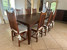 Load image into Gallery viewer, 1004 - Large and solid high quality wooden table (240cm x 100cm) + 8 chairs in very good condition!

