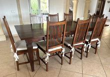 Load image into Gallery viewer, 1004 - Large and solid high quality wooden table (240cm x 100cm) + 8 chairs in very good condition!
