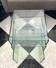 Load image into Gallery viewer, 1041 - Glass nest of tables (biggest table: 45cm x 43cm, 41cm high)
