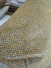 Load image into Gallery viewer, 1003 - Lovely high quality (from &quot;FAMA&quot;) curved sofa in very good condition, as new! Mustard yellow fabric! A must see! (does not looks as nice on the photo as in the shop) (Sides: 190cm and 220cm)
