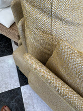 Load image into Gallery viewer, 1003 - Lovely high quality (from &quot;FAMA&quot;) curved sofa in very good condition, as new! Mustard yellow fabric! A must see! (does not looks as nice on the photo as in the shop) (Sides: 190cm and 220cm)
