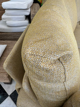 Load image into Gallery viewer, 1003 - Lovely high quality (from &quot;FAMA&quot;) curved sofa in very good condition, as new! Mustard yellow fabric! A must see! (does not looks as nice on the photo as in the shop) (Sides: 190cm and 220cm)
