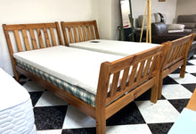 Load image into Gallery viewer, 1111 - Two wooden single beds with mattress and memory foam topper (90cm x 190cm)
