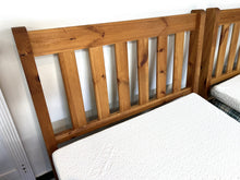 Cargar imagen en el visor de la galería, 1111 - Two wooden single beds with mattress and memory foam topper (90cm x 190cm)
