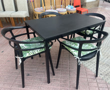 Load image into Gallery viewer, 1021 - Small dining table (110cm x 67cm) + 4 chairs + cushions. 125€ for the set.
