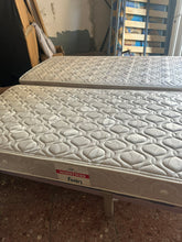 Load image into Gallery viewer, 1134 - Two complete single beds, mattress (nice and clean!) + slatted base (90cm x 200cm). 265€ for alll 4 pieces.
