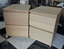 Cargar imagen en el visor de la galería, 1183 - Light oak veneer bedside tables in very good condition. (40cm x 49cm, 55cm high) 75€ for both
