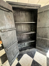 Cargar imagen en el visor de la galería, 1003 - HEAVY (!!!) wooden rustic vintage cabinet (Shelves inside) (108cm x 42cm, 194cm high)
