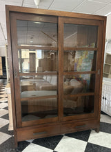 Load image into Gallery viewer, 1002 - Large solid teak cabinet with sliding glass doors (150cm x 50cm, 200cm high)
