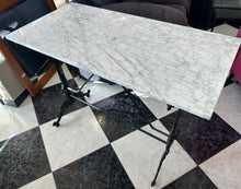 Load image into Gallery viewer, 1029 - Vintage table / console with marble top (98cm x 48cm, 76cm high)
