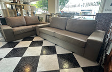 Load image into Gallery viewer, 1007 - Two grey fabric sofas in good condition. (230cm and 190cm) 495€ for both! (they are darker than on the photo, on the photo they look faded which they are not)
