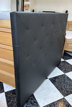Cargar imagen en el visor de la galería, 1062 - Black (looks grey on the photo, but it is black) padded faux leather headboard. (Kingsize 150cm, 120cm high)
