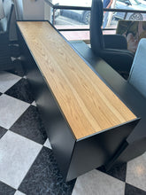 Cargar imagen en el visor de la galería, 1015 - Black sideboard with wooden top (165cm x 41cm, 79cm high)
