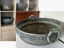 Cargar imagen en el visor de la galería, 1109 - Antique Chinese bronze bowls. We have FOUR. They are all about 36cm in diameter. 85-95€ each.
