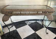 Load image into Gallery viewer, 1076 - Rattan console table 75€ (113cm x 44cm, 71cm high) + mirror 55€ (71cm x 98cm) or both 120€
