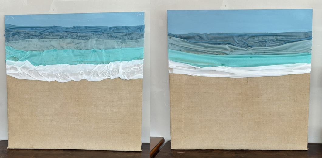 1106 - Canvas pictures made with fabric (80cm x 80cm), Both for 55€.