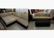 Cargar imagen en el visor de la galería, 1007 - We have a VERY LARGE 9 -piece rattan sofa suite in our warehouse!! It is modular and can be put in different shapes, all the cushions are in the same color, just different light. ALL pieces for 950€. All in very good condition!
