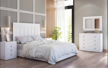 Cargar imagen en el visor de la galería, MW &quot;Set no. 12&quot; - 5 -piece wooden set - Chest of drawers (102cm x 40cm, 83cm high) + mirror (100cm x 80cm) + headboard (160cm wide, 120cm high)+ 2 x bedsides (59cm x 36cm, 62cm high)
