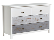 Load image into Gallery viewer, AMARK &quot;FL white/blue&quot; - Chest of drawers (139cm x 45cm, 80cm high) Matching headboard and furniture available
