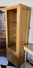 Load image into Gallery viewer, 1088 - Oak unit with glass shelves and light (55cm x 45cm, 175cm high).
