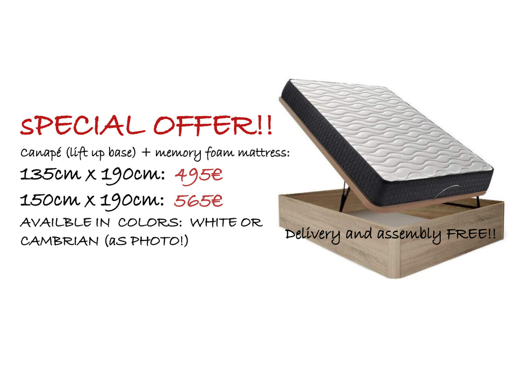 U - SPECIAL OFFER - Canapé (Available in white and cambrian 'on the photo') + memory foam mattress. FREE DELIVERY AND ASSEMBLY.
