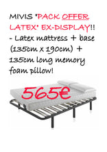 Load image into Gallery viewer, NOW 395€!!!! ! t - MIVIS &quot;PACK OFFER LATEX&quot; EX-DISPLAY!! - Latex mattress + base (135cm x 190cm) + 135cm long memory foam pillow!
